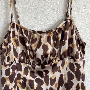 Brown Cheetah Print Midi Dress